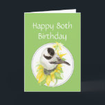 Tarjeta Custom 80th  Birthday Chickadee Sunflower Bird<br><div class="desc">80th Birthday Chickadee & Sunflower Garden Bird Nature,  Wildlife</div>