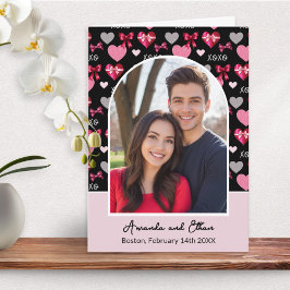 Tarjeta Custom Arch Photo Bows and Hearts Valentine's Day