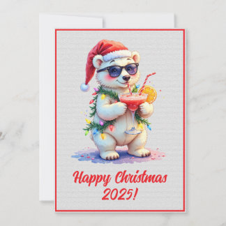 Tarjeta Custom Digital Christmas Polar Bear Cub Xmas