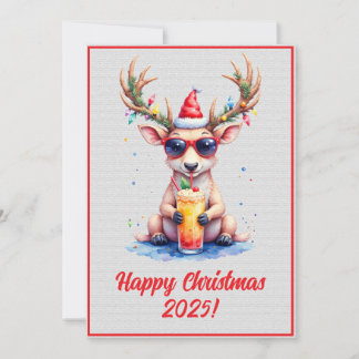 Tarjeta Custom Digital Christmas Reindeer Cocktail Xmas