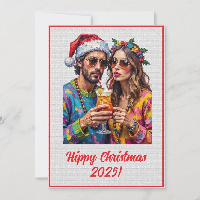 Tarjeta Custom Digital Hippy Christmas Cocktail Xmas (Anverso)