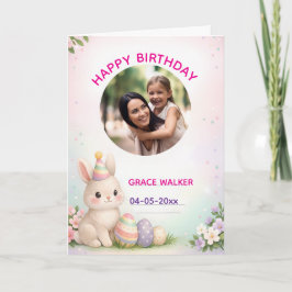 Tarjeta Custom Easter Bunny and Photo Happy Birthday