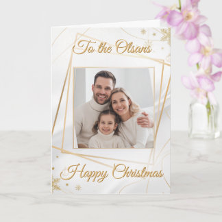 Tarjeta Custom Elegant Gold Family Photo Christmas Card