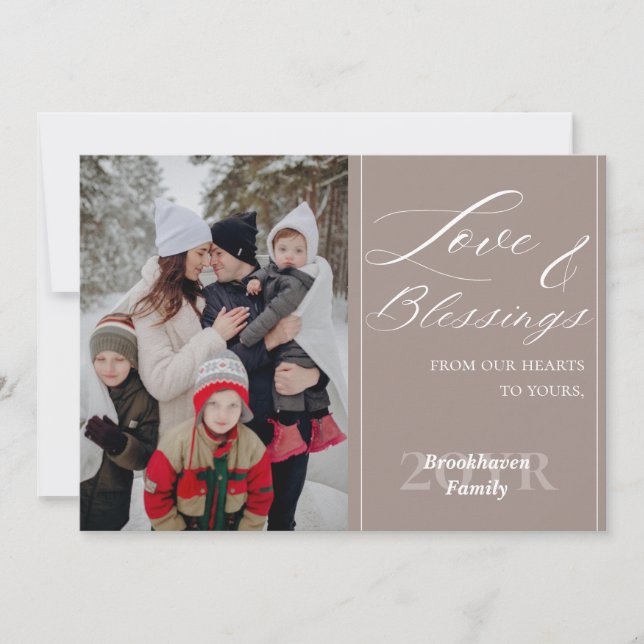 Tarjeta Custom Family Name Year One Photo Elegant Script (Anverso)