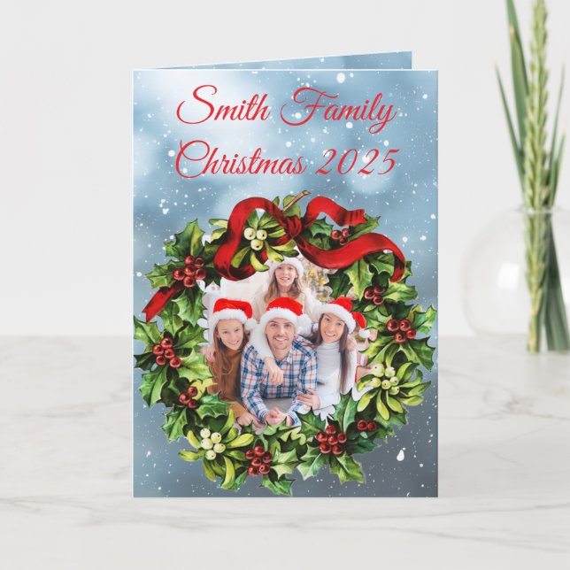 Tarjeta Custom Family Photo Christmas Card (Anverso)