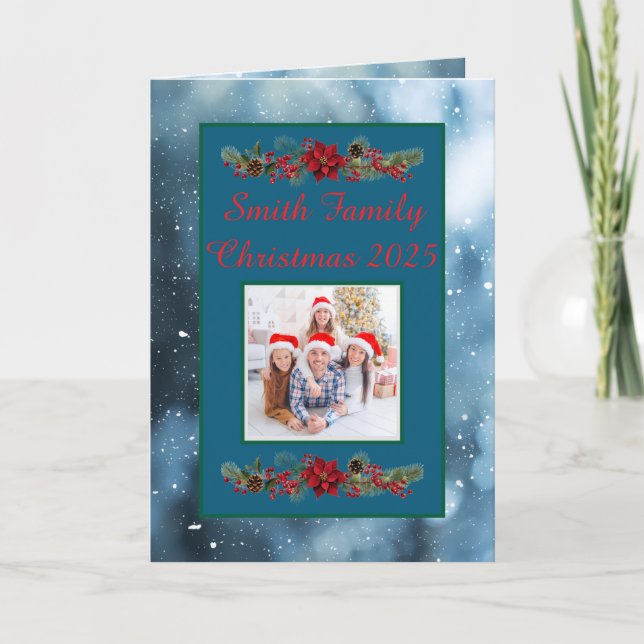Tarjeta Custom Family Photo Christmas Card (Anverso)