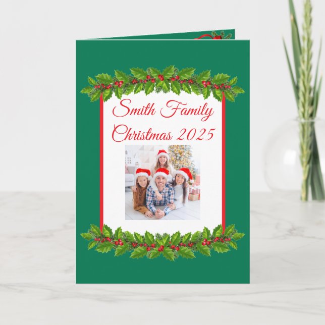 Tarjeta Custom Family Photo Christmas Card (Anverso)