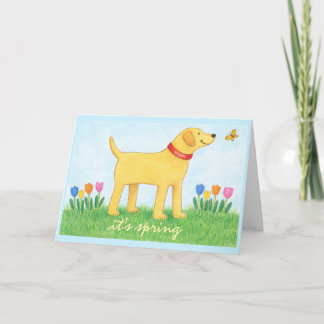 Tarjeta Custom Funny Yellow Dog Spring Greeting Card