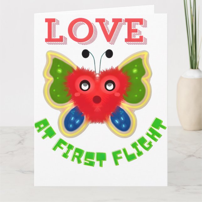 Tarjeta Custom Fuzzy Heart Butterfly Gift (Anverso)