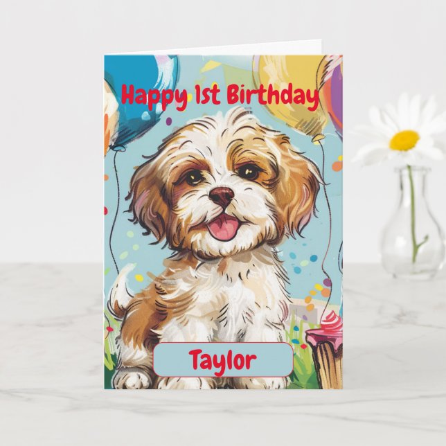 Tarjeta Custom Happy Birthday Congratulations, Havanese,   (Planta pequeña)