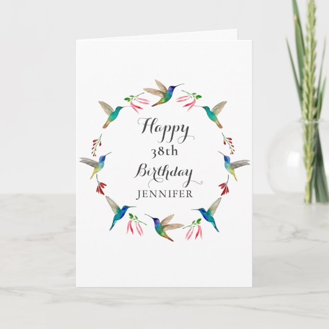 Tarjeta Custom Hummingbird Birthday (Anverso)