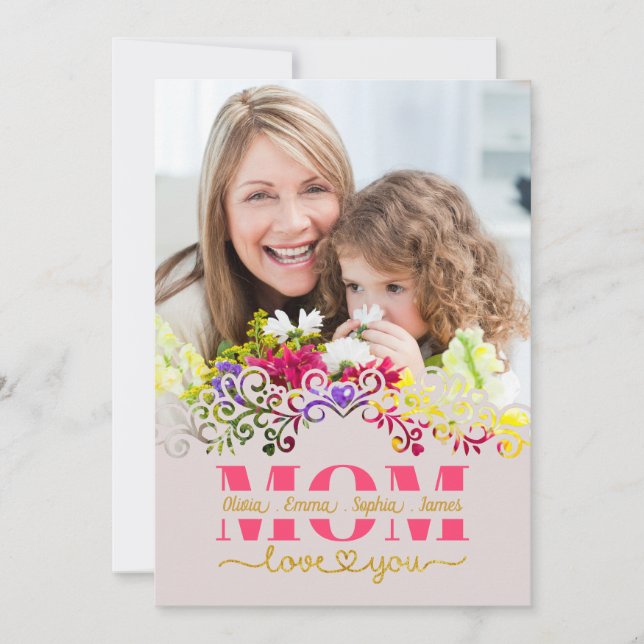 Tarjeta Custom Mother's Day I Photo & Personal Message (Anverso)