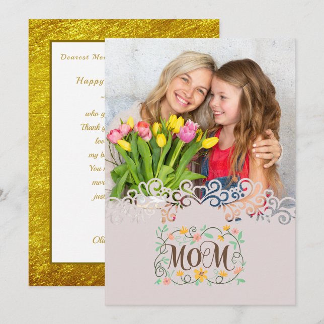 Tarjeta Custom Mother's Day I Photo & Personal Message (Anverso / Reverso)