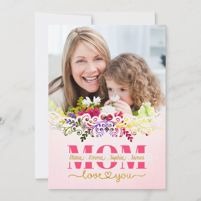 Tarjeta Custom Mother's Day I Photo & Personal Message (Anverso)