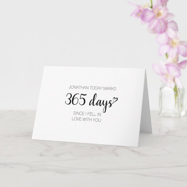 Tarjeta Custom name 1 year 365 days heart anniversary (Orquídea)