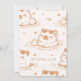 Tarjeta Custom Name Capybara Birthday Flat Greeting Card
