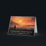 Tarjeta Custom Name Congratulations Graduation Cap Gown<br><div class="desc">A personalized congratulations graduation card to celebrate such a monumental achievement! Featuring a grad in cap and gown,  gazing toward a bright and promising horizon.  Put the graduates name on this card and make it a keepsake!</div>