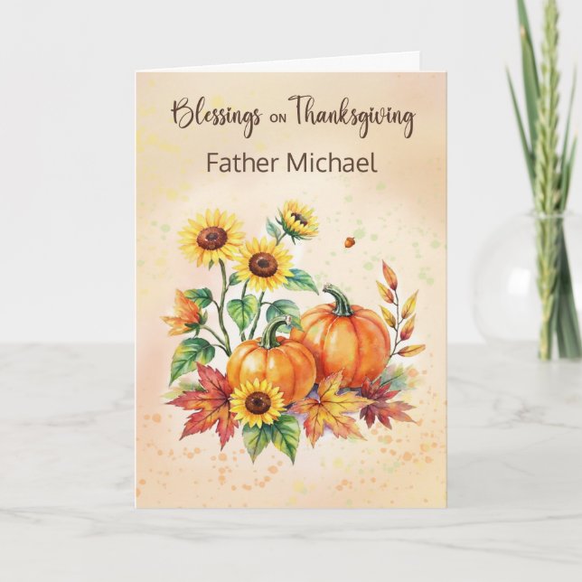 Tarjeta Custom Name Priest Blessings on Thanksgiving (Anverso)