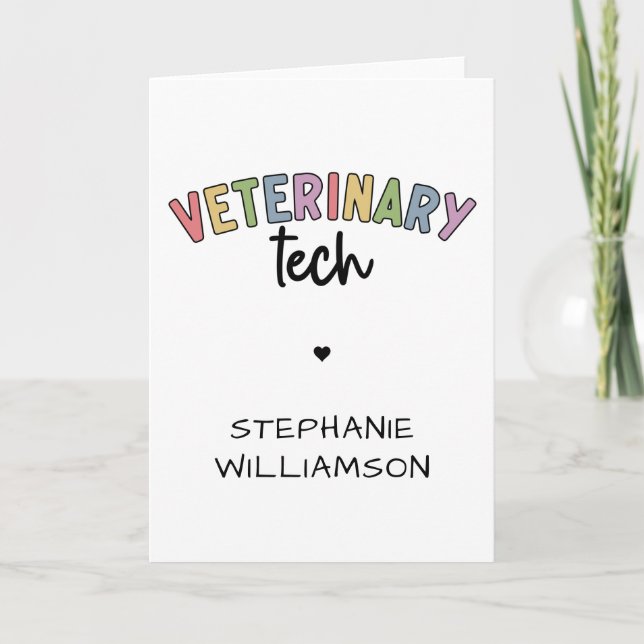 Tarjeta Custom Name Veterinary Tech | Técnico de Vet (Anverso)