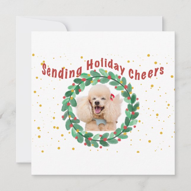 Tarjeta Custom Photo Christmas Card with  Wreath (Anverso)