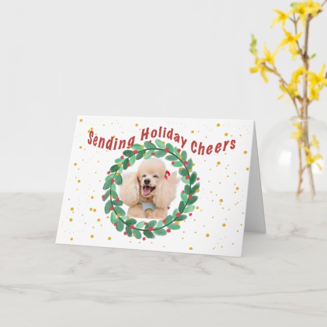 Tarjeta Custom Photo Christmas Card with  Wreath (flor amarilla)