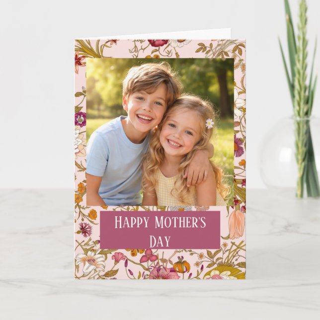 Tarjeta Custom Photo Happy Mother’s Day floral (Anverso)
