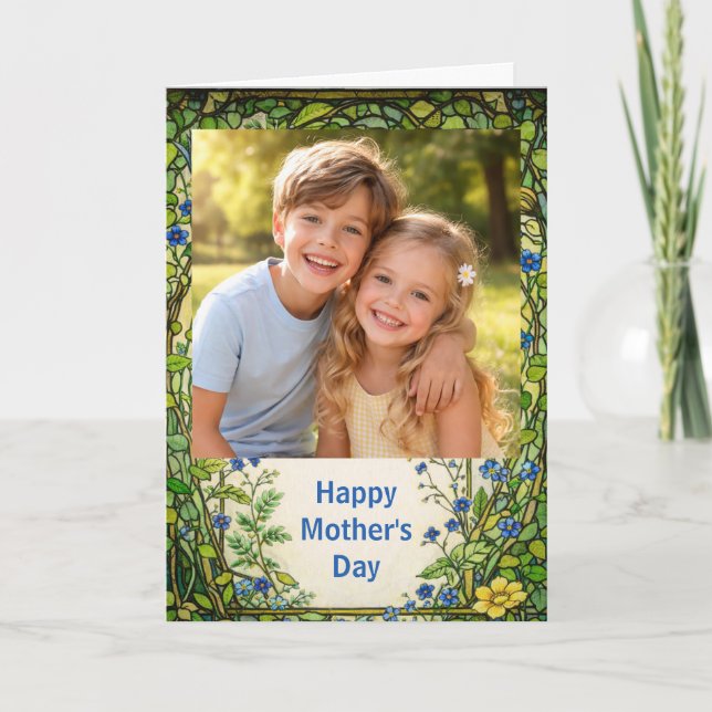 Tarjeta Custom Photo Happy Mother’s Day floral (Anverso)
