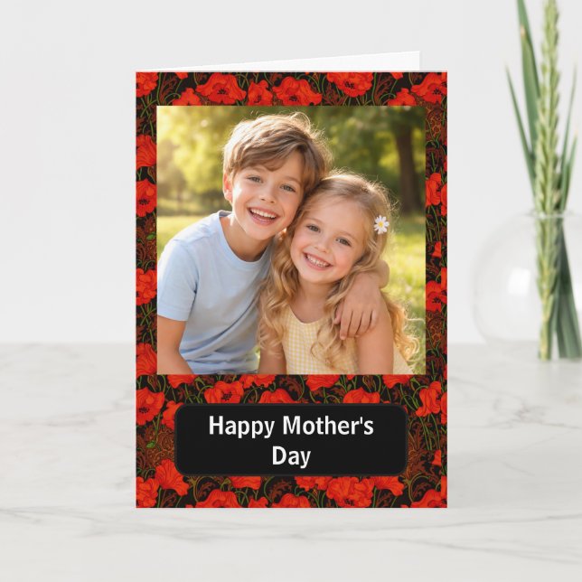 Tarjeta Custom Photo Happy Mother’s Day floral Poppies (Anverso)