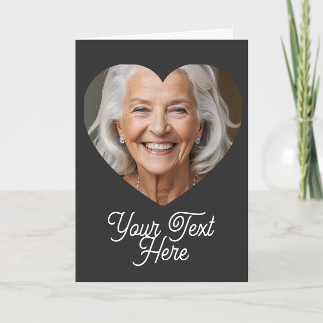 Tarjeta Custom photo heart mask and text card (Anverso)