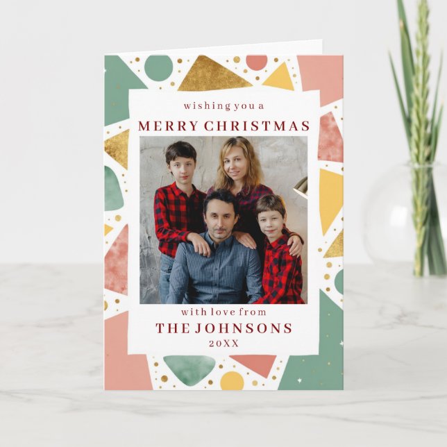 Tarjeta Custom Photo Whimsical Geometric Frame Greeting (Anverso)