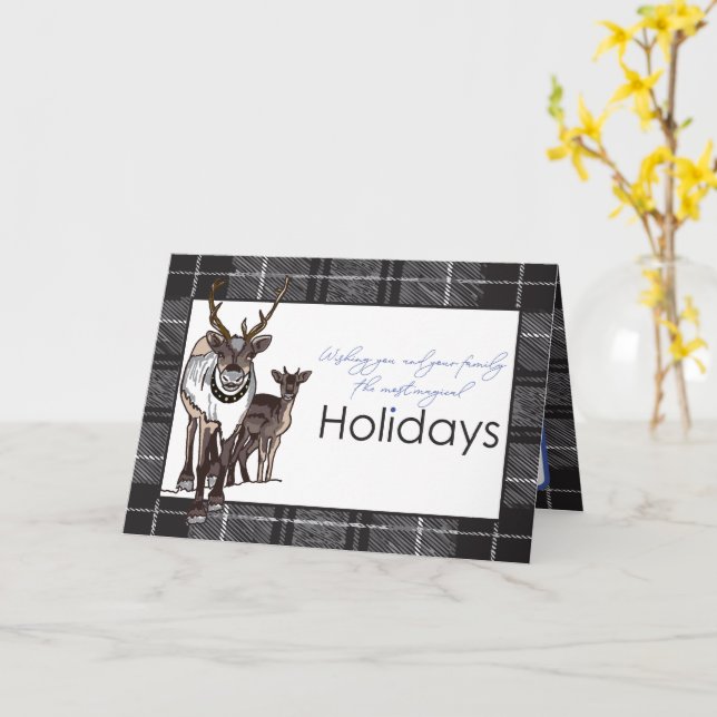 Tarjeta Custom Reindeer Deer Christmas Holiday Magical  (flor amarilla)