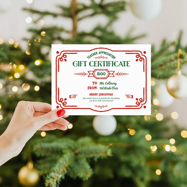 Tarjeta Custom Teacher Appreciation Gift Certificate (Subido por el creador)