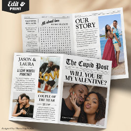 Tarjeta Custom Will You Be My Valentine 4-page Newspaper