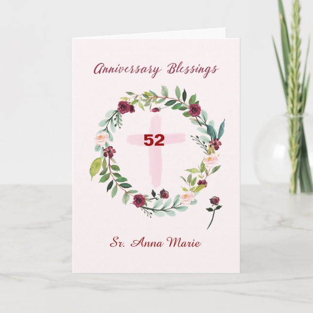 Tarjeta Custom Year, Name Nun Religious Sister Anniversary (Anverso)