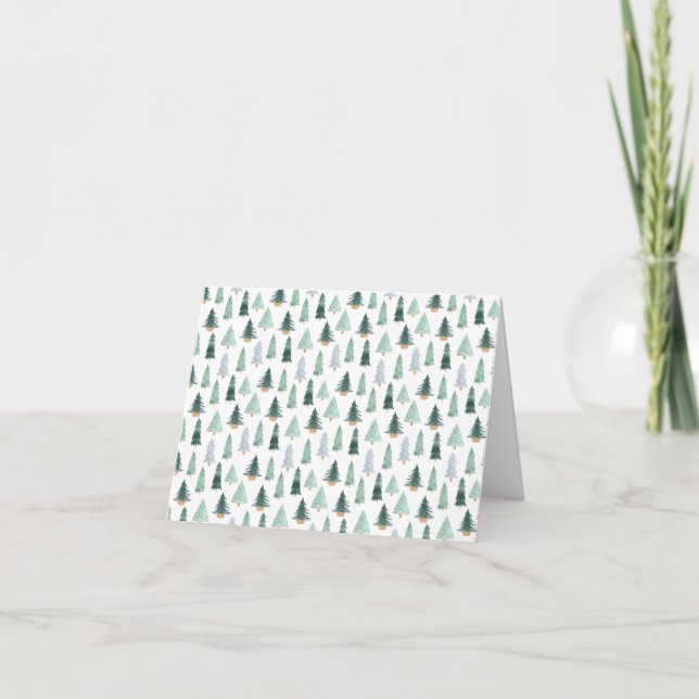 Tarjeta Customizable Christmas Tree Pattern Festive Card (Anverso)