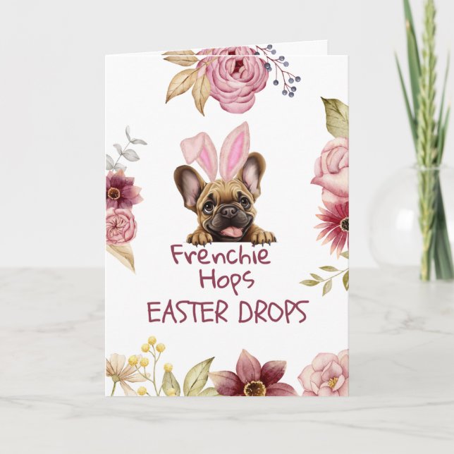 Tarjeta Customizable Funny Frenchie Easter Greeting Card (Anverso)