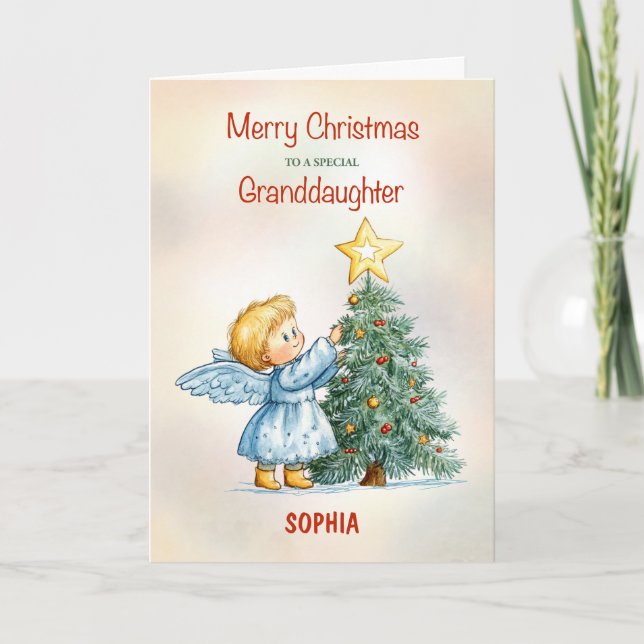 Tarjeta Customizable Granddaughter Christmas Angel Sweet (Anverso)