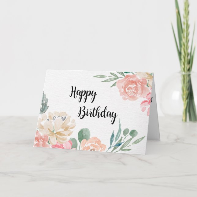 Tarjeta Customizable message Birthday Card watercolor (Anverso)