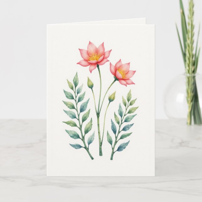 Tarjeta Customizable Pink Floral Greeting Card (Anverso)