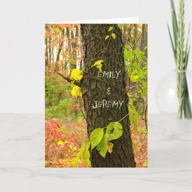 TARJETA CUSTOMIZABLE//TREE CON LAS HOJAS "TALLADAS" DE (Anverso)