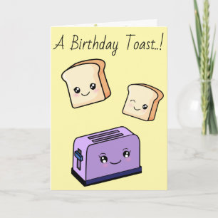 Tarjeta CustomText/ Cumpleaños Comida Kawaii Tostadas Cora