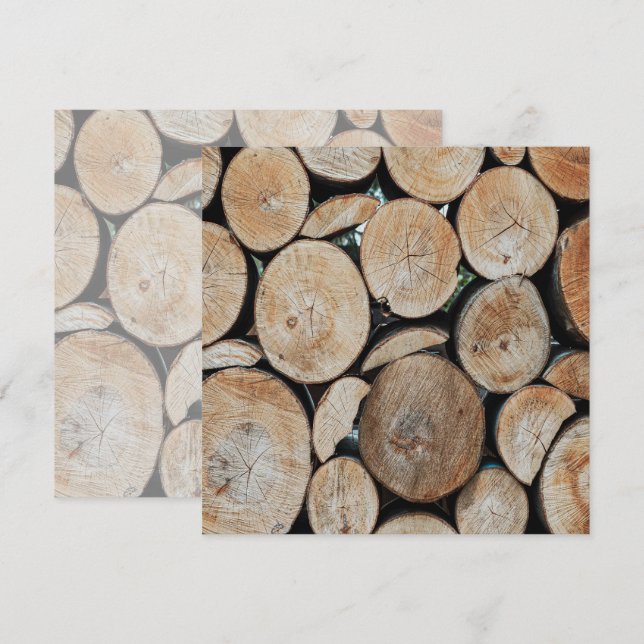 Tarjeta Cut Tree Branch Logs Stacked Pattern Photograph  (Anverso / Reverso)