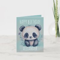 Cuta acuarela Kawaii panda plegado cumpleaños