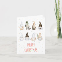 Cuta acuarela Scandi Gnome Merry Christmas Card