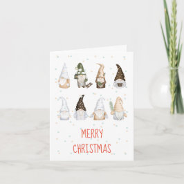 Tarjeta Cuta acuarela Scandi Gnome Merry Christmas Card
