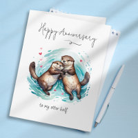 Cuta acuarela Significativo Aniversario Otter Pun