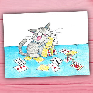 Tarjeta Cuta Cat Card Castle Postcard