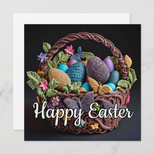 Tarjeta Cuta creativa feliz cesta de Pascua