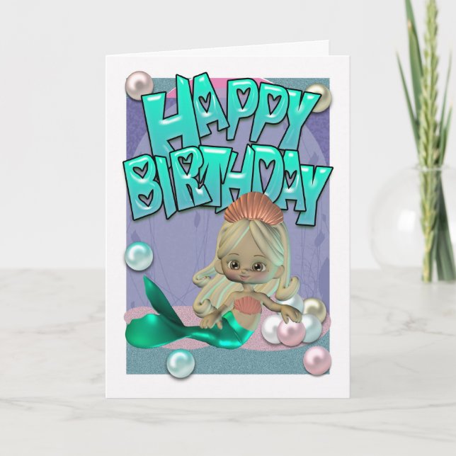 Tarjeta Cuta De Cumpleaños Con Sirena (Anverso)