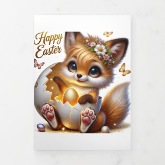 Tarjeta Cuta De Pascua Con Fox